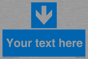 Custom Mandatory directional sign, blue arrow down